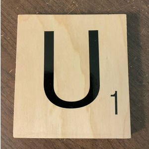 New 5" X 5.5" Scrabble Game Letter U Wooden Alphabet Tiles Craft Supply Letter